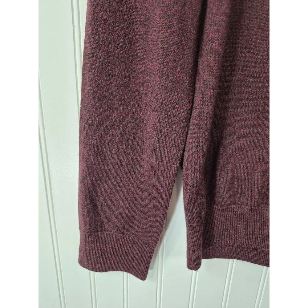 Banana Republic Mens V-Neck Sweater Burgundy Heather 100% Merino Wool Medium